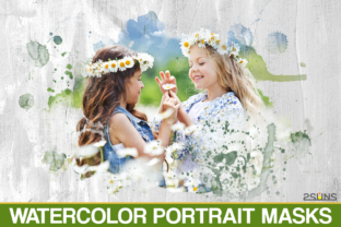 20 Watercolor Portrait Clipping Masks for Actions Amp