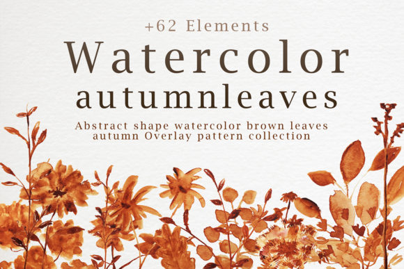 Abstract Shape Watercolor Brown Leaves Patterns