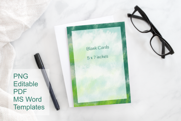 Blank Card Templates Green Watercolor Print Templates