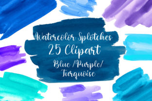 Blue Turquoise Watercolor Splotches Textures
