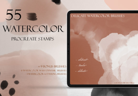 Delicate Watercolor Procreate Brush Set and Brushes