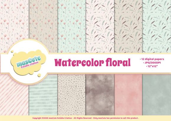 Digital Paper Pack - Watercolor Floral