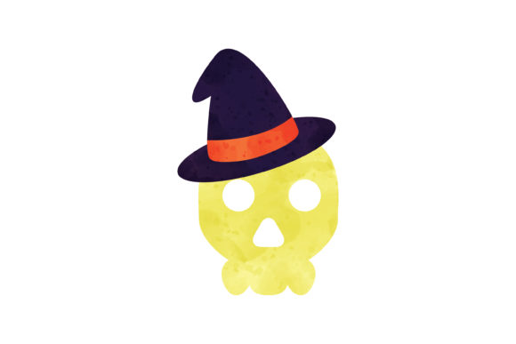 Halloween Watercolor Icon Skull Witch Icons