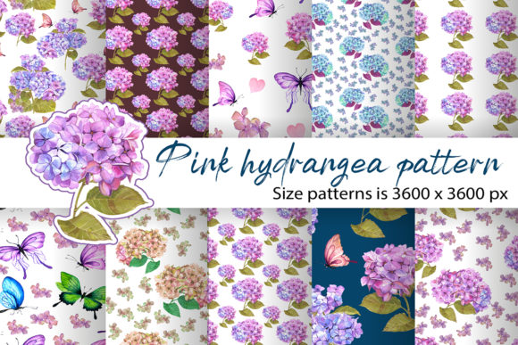 Hydrangea Watercolor Floral Papers