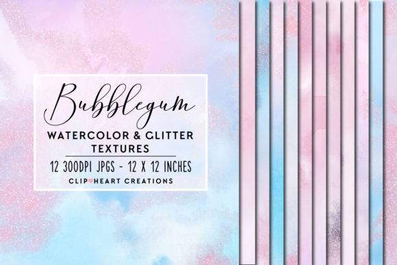 Pink and Blue Glitter Watercolor Papers Backgrounds