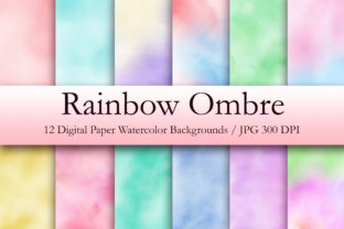 Rainbow Ombre Watercolor Digital Papers and Backgrounds