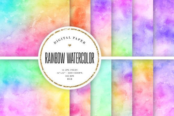 Rainbow Watercolor Backgrounds for Branding