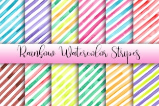Rainbow Watercolor Stripes Background for Branding