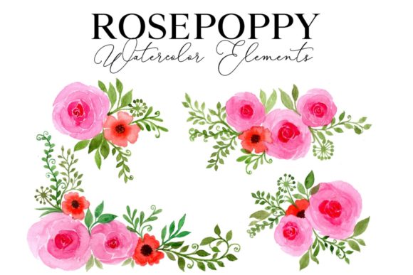 Rose Poppy Watercolor Elements Web Elements