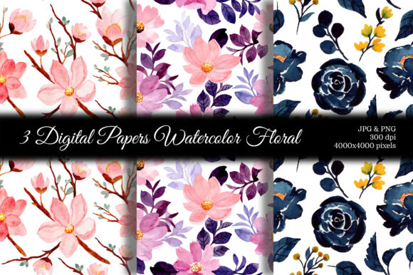 Seamless Pattern Floral Watercolor 105 and Patterns
