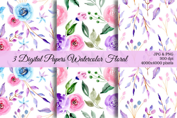 Seamless Pattern Floral Watercolor 24 for Patterns