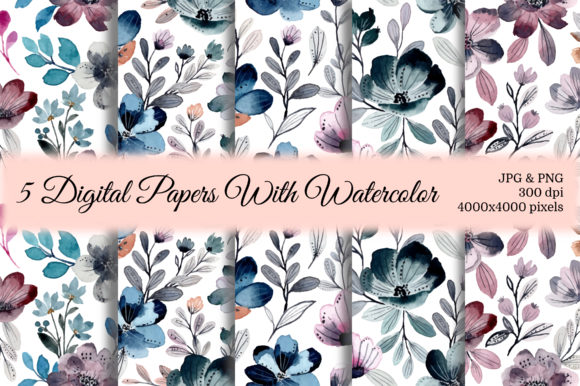 Seamless Pattern Floral Watercolor 25 and Patterns
