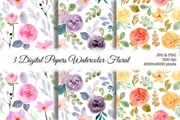 Seamless Pattern Floral Watercolor 37