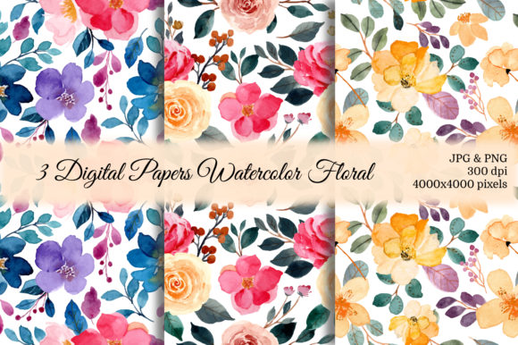 Seamless Pattern Floral Watercolor 45