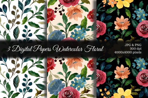 Seamless Pattern Floral Watercolor 57 and Patterns