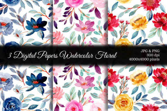 Seamless Pattern Floral Watercolor 58