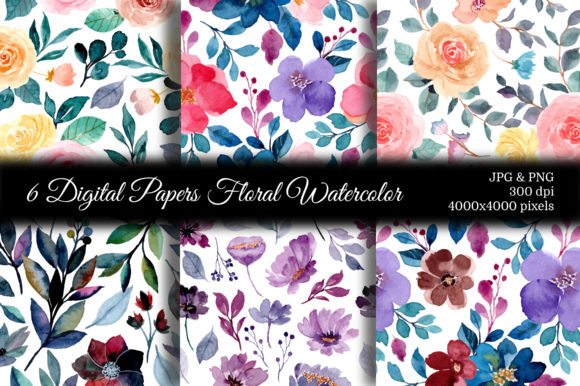 Seamless Pattern Floral Watercolor 66 and Patterns
