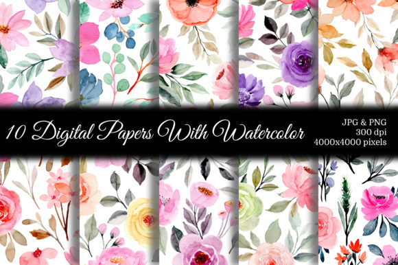 Seamless Pattern Floral Watercolor 67 and Patterns
