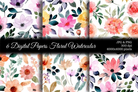 Seamless Pattern Floral Watercolor 74