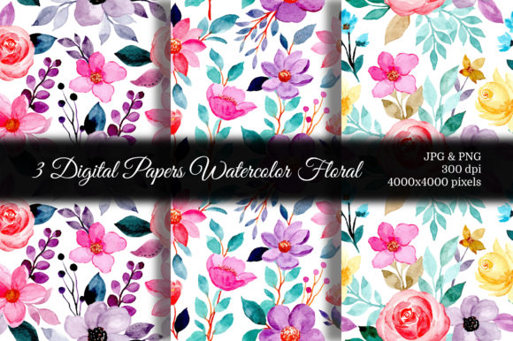 Seamless Pattern Floral Watercolor 80 and Patterns