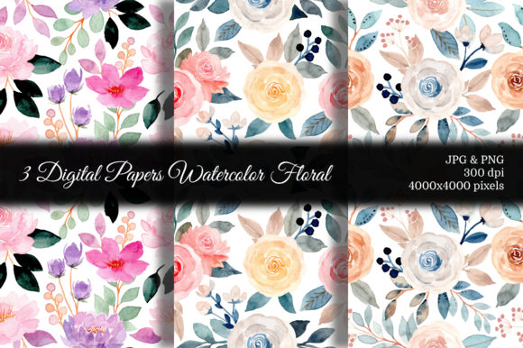 Seamless Pattern Floral Watercolor 87 and Patterns