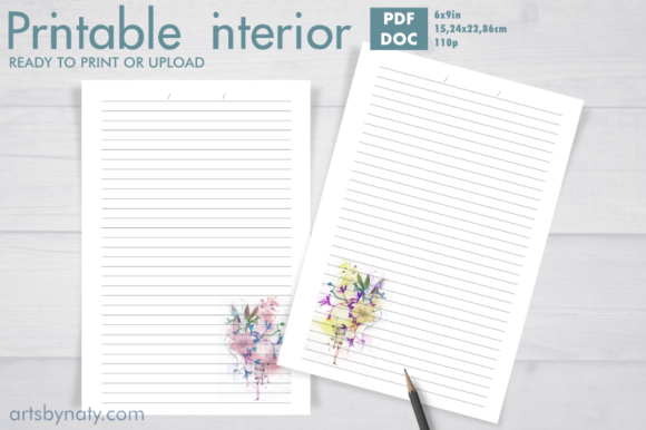 Soft Watercolor Flower KDP Print Journal