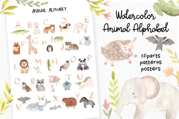 Watercolor Animal Alphabet Cliparts Review
