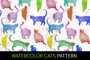 Watercolor Cats Pattern - Digital Paper