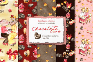 Watercolor Chocolate Digital Paper and Patterns