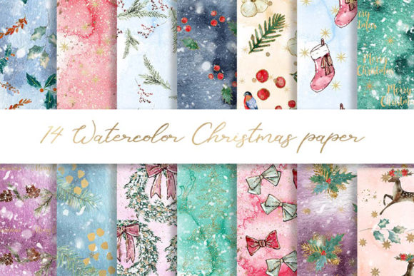 Watercolor Christmas Pattern Paper