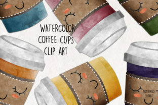 Watercolor Coffee Cups Clip Art for Crafts