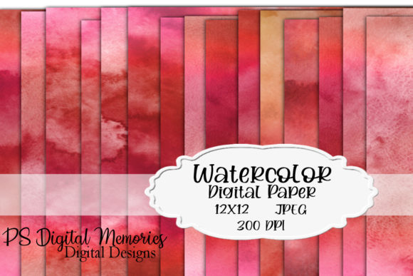 Watercolor Digital Paper Coral Sunset Backgrounds