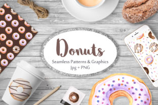 Watercolor Donuts Patterns Graphics