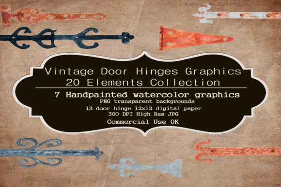 Watercolor Door Hinges and Decorative Elements