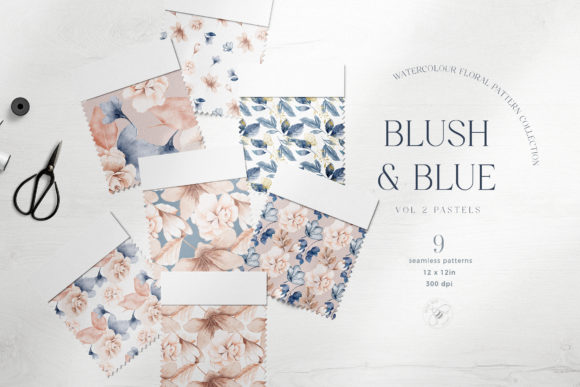 Watercolor Hand Painted Digital Paper and Patterns