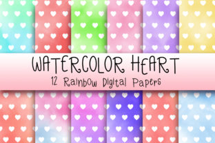 Watercolor Heart Digital Papers & Textures