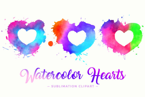 Watercolor Hearts Sublimation Designs for Crafts