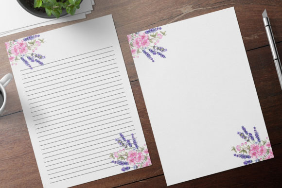 Watercolor Lavender Note Paper Set and Print Templates