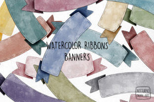 Watercolor Ribbon Banners Clipart for Crafts