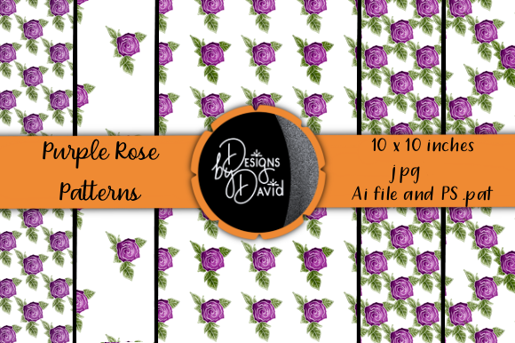 Watercolor Rose Patterns Purple and Red