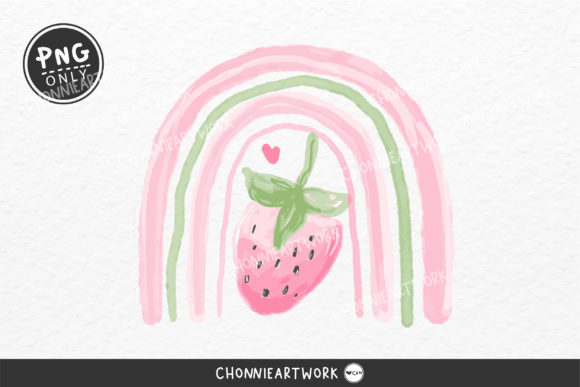 Watercolor Strawberry Rainbow Sublimatio for Crafts