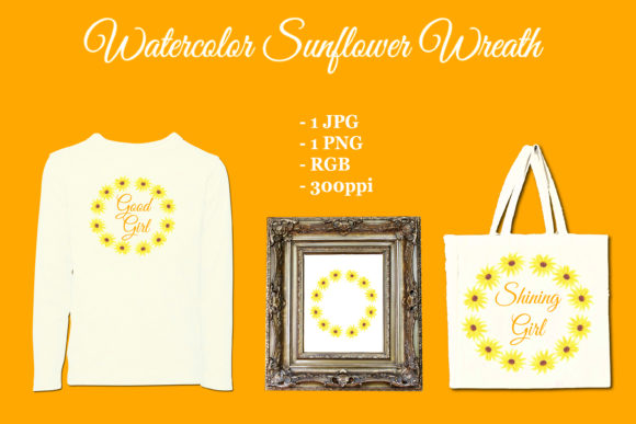 Watercolor Sunflower Wreath Print Templates