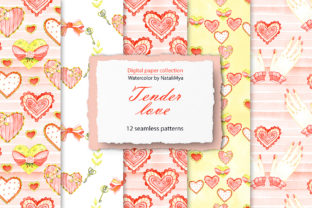 Watercolor Tender Love Digital Paper and Patterns