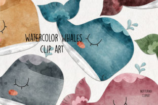 Watercolor Whale Clip Art for Crafts